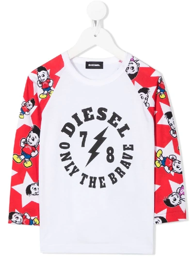 Diesel Babies' Contrasting Sleeves Jersey Top In White