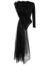 Alchemy X Lia Aram Ruched Tulle Jersey Bodysuit In Black