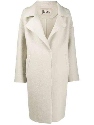 Herno Mid-length Single-breasted Coat In Neutrals