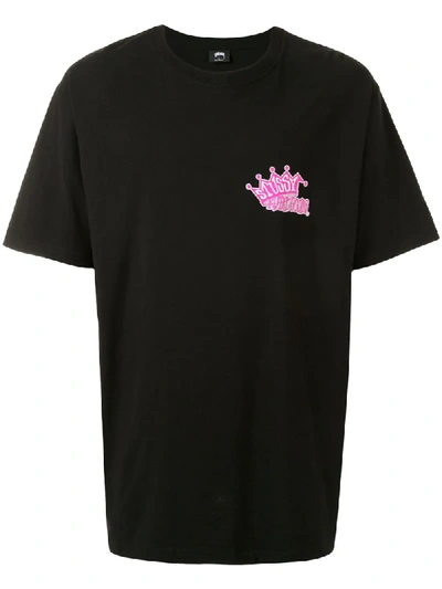 Stussy Crew Neck Rear Logo Print T-shirt In Black