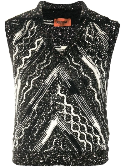 Missoni Textured Knit Waistcoat In Black