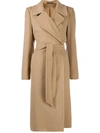 TAGLIATORE LONG SLEEVE BELTED TRENCH COAT