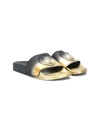 Young Versace Ombré Medusa Plaque Sandals In Black