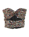 Attico Cutout Sequined Tulle Bustier Top In Fuchsia