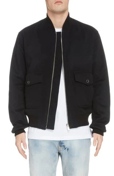 Givenchy Logo Detail Wool & Cashmere Bomber Jacket In Black