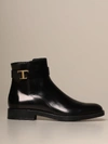 TOD'S ANKLE BOOT IN BRUSHED LEATHER WITH METAL T BUCKLE,11458854