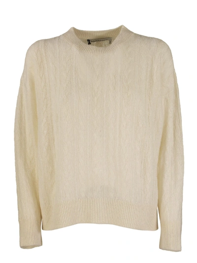 Agnona Mixed Points Crew Neck Cashmere And Silk In Ivory
