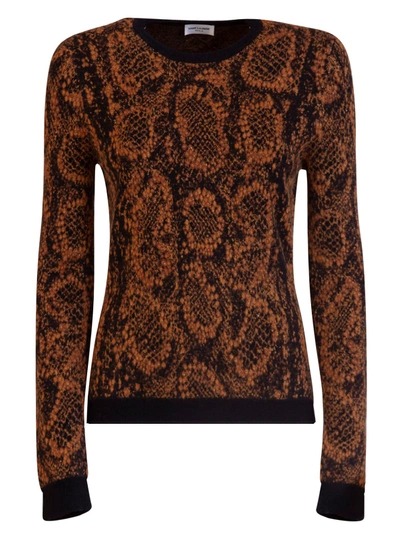 Saint Laurent Pullover Serpente Jacquard In Black,yellow,gold