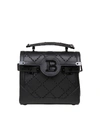 BALMAIN B-BUZZ 23 BAG IN QUILTED LEATHER colour BLACK,11458383