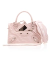 BALENCIAGA LIGHT PINK CLASSIC MINI CITY LOGO STRAP BAG,11458269