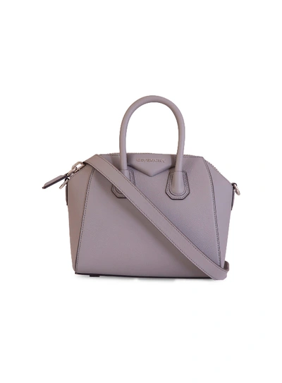 Givenchy Mini Antigona Grain Leather Bag In Grigio