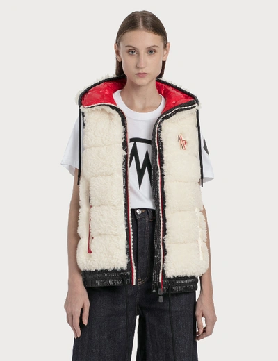 Moncler Shearling Down Vest In White