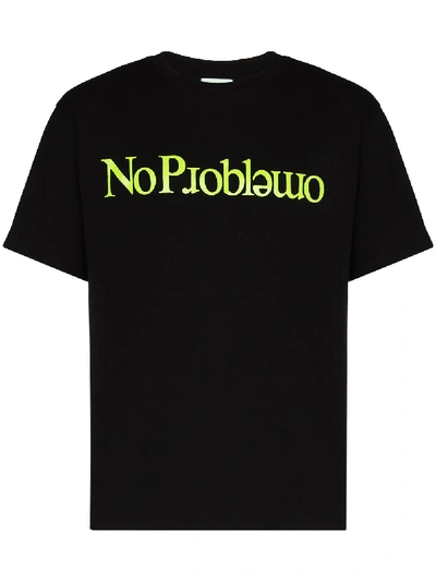 Aries "no Problemo "纯棉平纹针织t恤 In Black,green