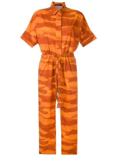 Andrea Marques Printed Jumpsuit In Orange