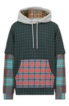 BURBERRY HALLOWS PATCHWORK CHECK COTTON BLEND HOODIE,8029434
