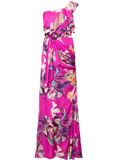 Patbo Grace Print One Shoulder Maxi Dress In Pink