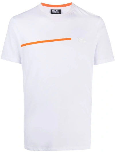 Karl Lagerfeld Contrasting Stripe Cotton T-shirt In White