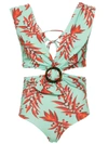 PATBO FLORAL-PRINT CUT-OUT SWIMSUIT