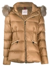 MONCLER FUR-TRIMMED HOOD QUILTED JACKET