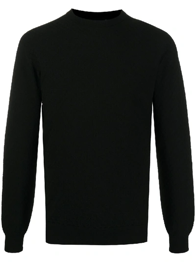 Giorgio Armani Long Sleeve Rib Knit Jumper In Black