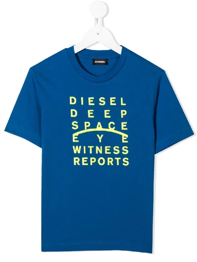 Diesel Kids' Deep Space Crewneck T-shirt In Blue