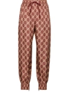Gucci Burgundy Silk Gg Supreme Lounge Pants In Red