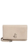 JIMMY CHOO PALACE CROC EMBOSSED LEATHER CLUTCH,J000132663