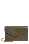 SAINT LAURENT MONOGRAM QUILTED LEATHER WALLET ON A CHAIN,393953BOW07