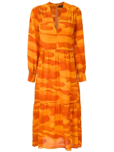 Andrea Marques Silk V-neck Dress In Orange