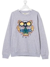 KENZO TEEN TIGER EMBROIDERED COTTON SWEATSHIRT