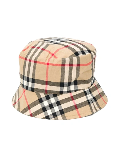 Burberry Babies' Plaid Print Sun Hat In Neutrals