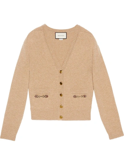 Gucci Horsebit-embellished Cashmere Cardigan In Beige