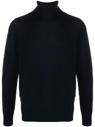 Drumohr Roll-neck Fitted Jumper In Blue