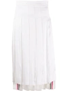 THOM BROWNE DROPPED BACK PLEATED SKIRT