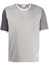 Thom Browne Contrast Sleeve Crewneck Cotton Ringer T-shirt In Grey