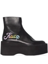 Natasha Zinko Womens Black Kaif Flatform Leather Ankle Boots 7 In Black