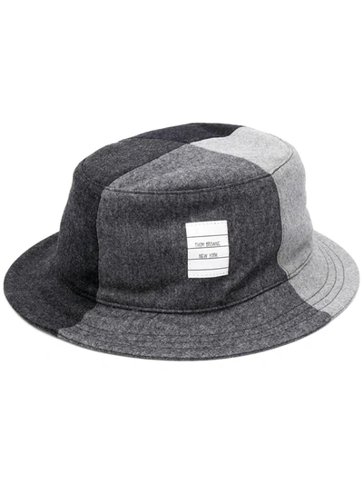 Thom Browne Super 120s Flannel Bucket Hat In Grey