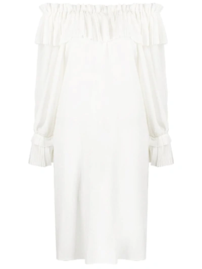 P.a.r.o.s.h Off-shoulder Ruffle Dress In White