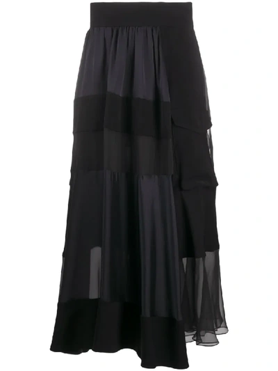 Sacai Patchwork Maxi Skirt In Black