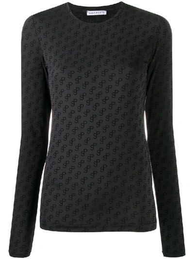 Saks Potts Logo-print Long Sleeve Top In Grey