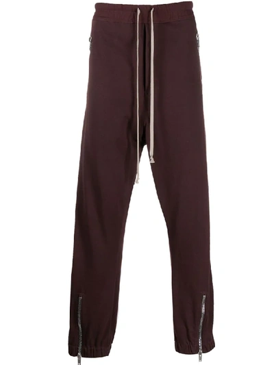 Rick Owens Drawstring Zipped Cuff Joggers In Red