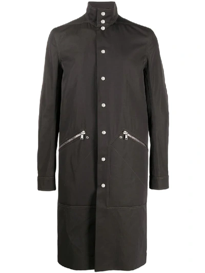 Rick Owens Snap-button Coat In Brown