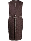 RICK OWENS QUILTED SLEEVELESS COAT