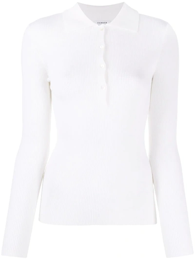 P.a.r.o.s.h Glitter Ribbed-knit Polo Top In White