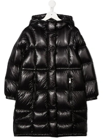 Moncler Kids' 连帽衬垫大衣 In Black