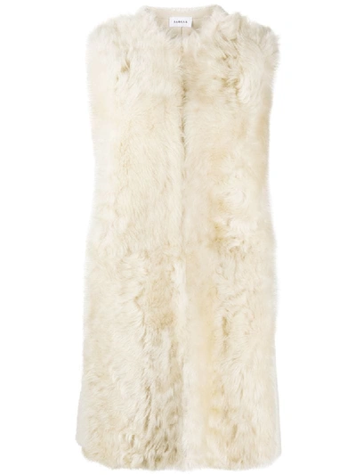 P.a.r.o.s.h Longline Shearling Gilet In Neutrals