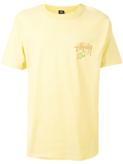Stussy Super Bloom Crewneck T-shirt In Yellow