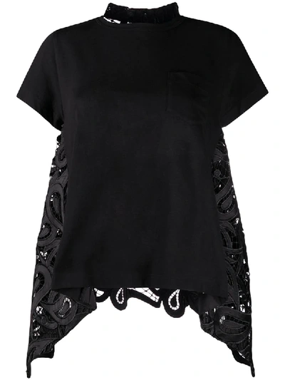 Sacai Draped Cut-out Back Blouse In Black