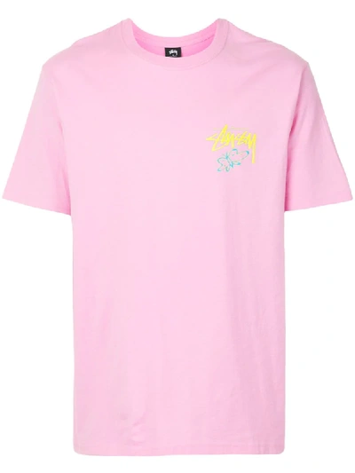 Stussy Super Bloom Crewneck T-shirt In Pink