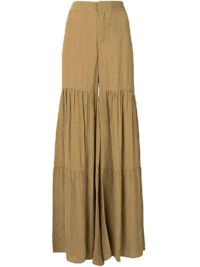 Chloé High-waisted Flared Trousers In Green